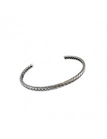 Fashion Weave 925 Sterling Silver Open Bangle