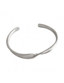 Simple Twisted 925 Sterling Silver Open Bangle