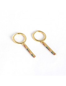 Fashion Colorful CZ Stick 925 Sterling Silver Leverback Earrings