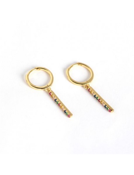Fashion Colorful CZ Stick 925 Sterling Silver Leverback Earrings