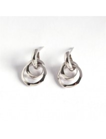 Geometry Double Circles 925 Sterling Silver Dangling Earrings