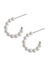 Office Shell Pearl Circle 925 Sterling Silver Hoop Earrings