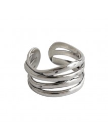 Retro Multi Lines Twining 925 Sterling Silver Adjustable Ring