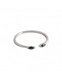 Simple Black CZ 925 Sterling Silver Adjustable Ring