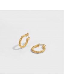 Simple Twisted 925 Sterling Silver Hoop Earrings