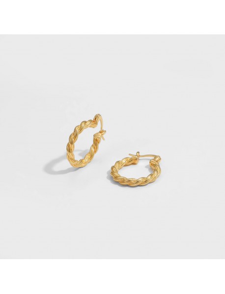 Simple Twisted 925 Sterling Silver Hoop Earrings