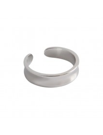 Simple Concave 925 Sterling Silver Adjustable Ring