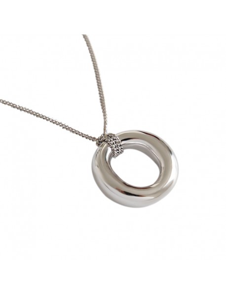 Simple Office Circle Ring 925 Sterling Silver Necklace