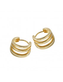 Simple Three Circle Ring 925 Sterling Silver Hoop Earrings