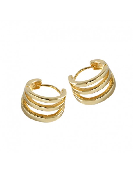 Simple Three Circle Ring 925 Sterling Silver Hoop Earrings