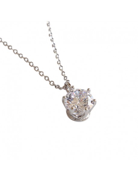 Simple Party Round CZ 925 Sterling Silver Necklace