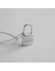 Cute Freedom Letter Lock 925 Sterling Silver Necklace