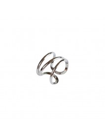 CHIC Three Lines Cross 925 Sterling Silver Adjustable Ring