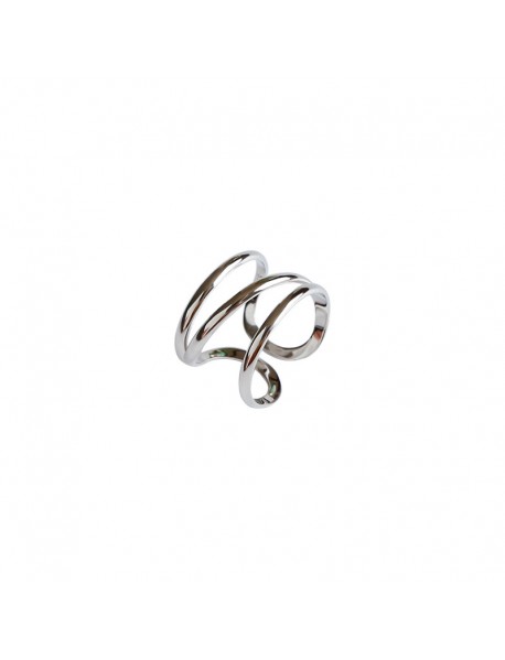 CHIC Three Lines Cross 925 Sterling Silver Adjustable Ring
