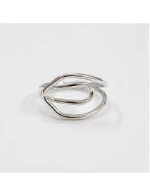 CHIC Hollow Lines Cross 925 Sterling Silver Adjustable Ring