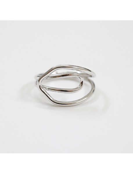 CHIC Hollow Lines Cross 925 Sterling Silver Adjustable Ring