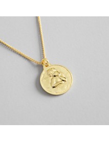 Fashion Cupid 925 Sterling Silver Adjustable Round Tag Necklace