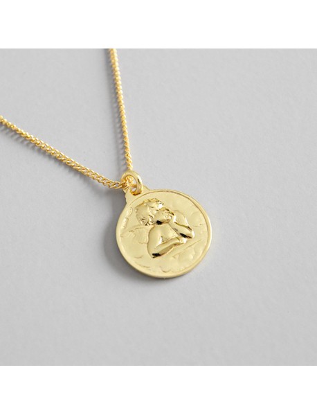 Fashion Cupid 925 Sterling Silver Adjustable Round Tag Necklace