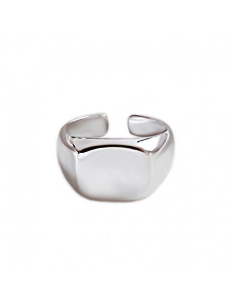 Signet Geometric Chic Square 925 Sterling Silver Adjustable Ring