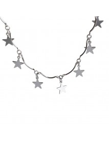 Simple Mini Star Solid 925 Sterling Silver Clavicle Necklace Women