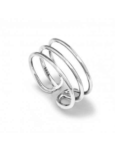Designer Luck Happiness Health 3 Strips Lady 925 Sterling Sliver Ring