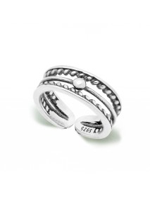 Vintage Twisted Flower Bohemia 925 Sterling Silver Adjustable Finger Toe Ring