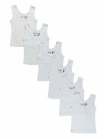 Bambini White Tank Top 6 Pack