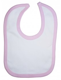 White Interlock Bib Pink Binding