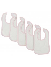 Bambini White Bib With Pink Trim (Pack of 5)