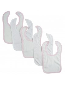 Bambini White Bib With Pink Trim and White Trim (Pack of 5)