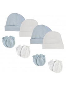 Baby Boys Caps and Infant MIttens - 8 pc Set