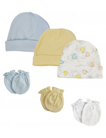 Boys Baby Caps and Mittens (Pack of 6)