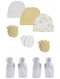 Baby Boy, Baby Girl, Unisex Infant Caps, Booties and Mittens (Pack of 8)