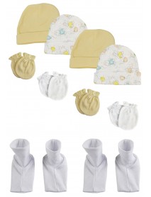 Baby Boy, Baby Girl, Unisex Infant Caps, Booties and Mittens (Pack of 10)