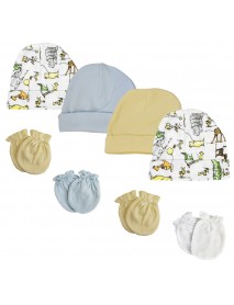 Boys Baby Caps and Mittens (Pack of 8)