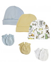 Boys Baby Caps and Mittens (Pack of 6)
