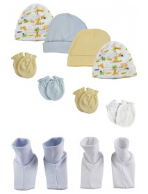 Baby Boy Infant Caps, Booties and Mittens (Pack of 10)