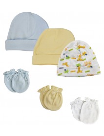 Baby Boy Infant Caps and Mittens (Pack of 6)