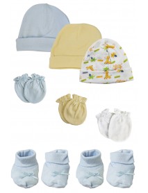Preemie Baby Boy Caps with Infant Mittens and Booties - 8 Pack