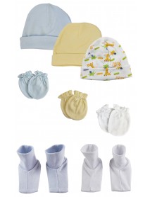 Baby Boy Infant Caps, Booties and Mittens (Pack of 8)