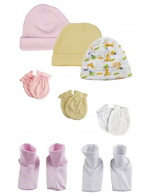 Baby Girl Infant Caps, Booties and Mittens (Pack of 8)