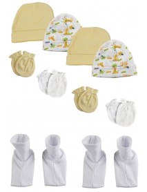 Baby Boy, Baby Girl, Unisex Infant Caps, Booties and Mittens (Pack of 10)