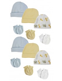 Baby Boys Caps and Mittens (Pack of 12)