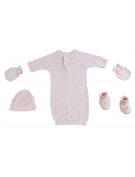 Preemie Gown, Cap, Mittens and Booties - 4 pc Set