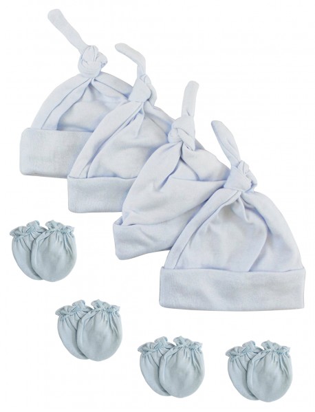 Boys Knotted Caps and Mittens - 8 Piece Set