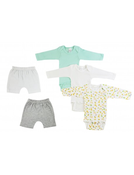 Infant Boys Long Sleeve Onezies and Shorts