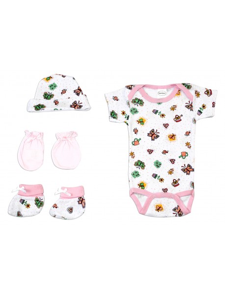 Newborn Baby Girls 4 Pc Layette Baby Shower Gift Set