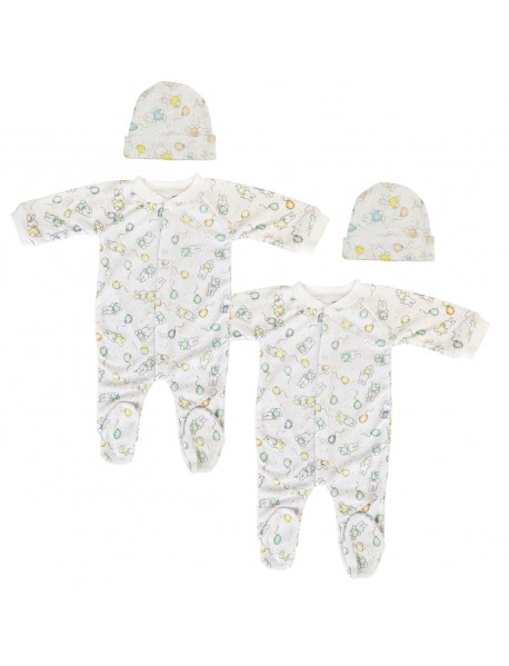 Unisex Closed-toe Sleep & Play with Caps (Pack of 4 )