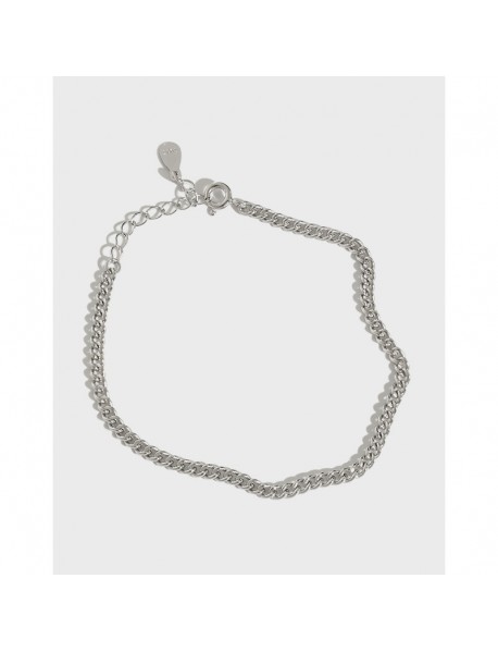 Men's Hollow Curb Chain 925 Sterling Silver Bracelet