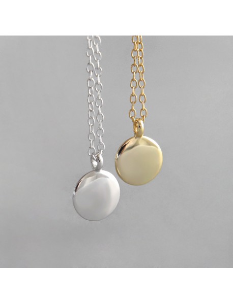 Minimalist Geometry Round Bean 925 Sterling Silver Necklace